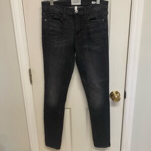 Frame Denim Washed Black Skinny Jeans